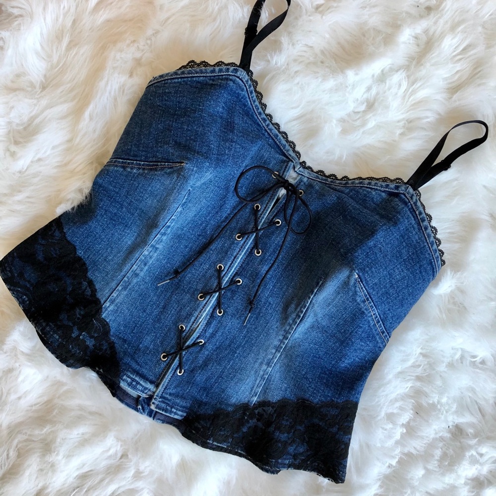 Vintage denim corset style top